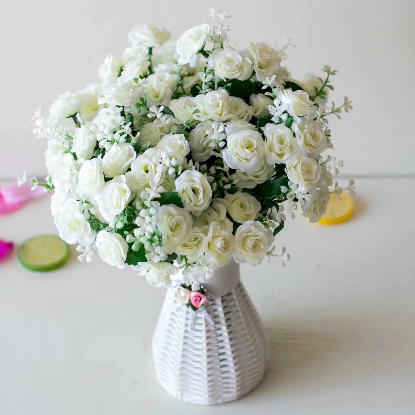 Vallie Artificial Mini Rose Bouquet - 15 Heads for Home, Office & Wedding Decor 14:202135822 L/Pink Artificial Flowers
