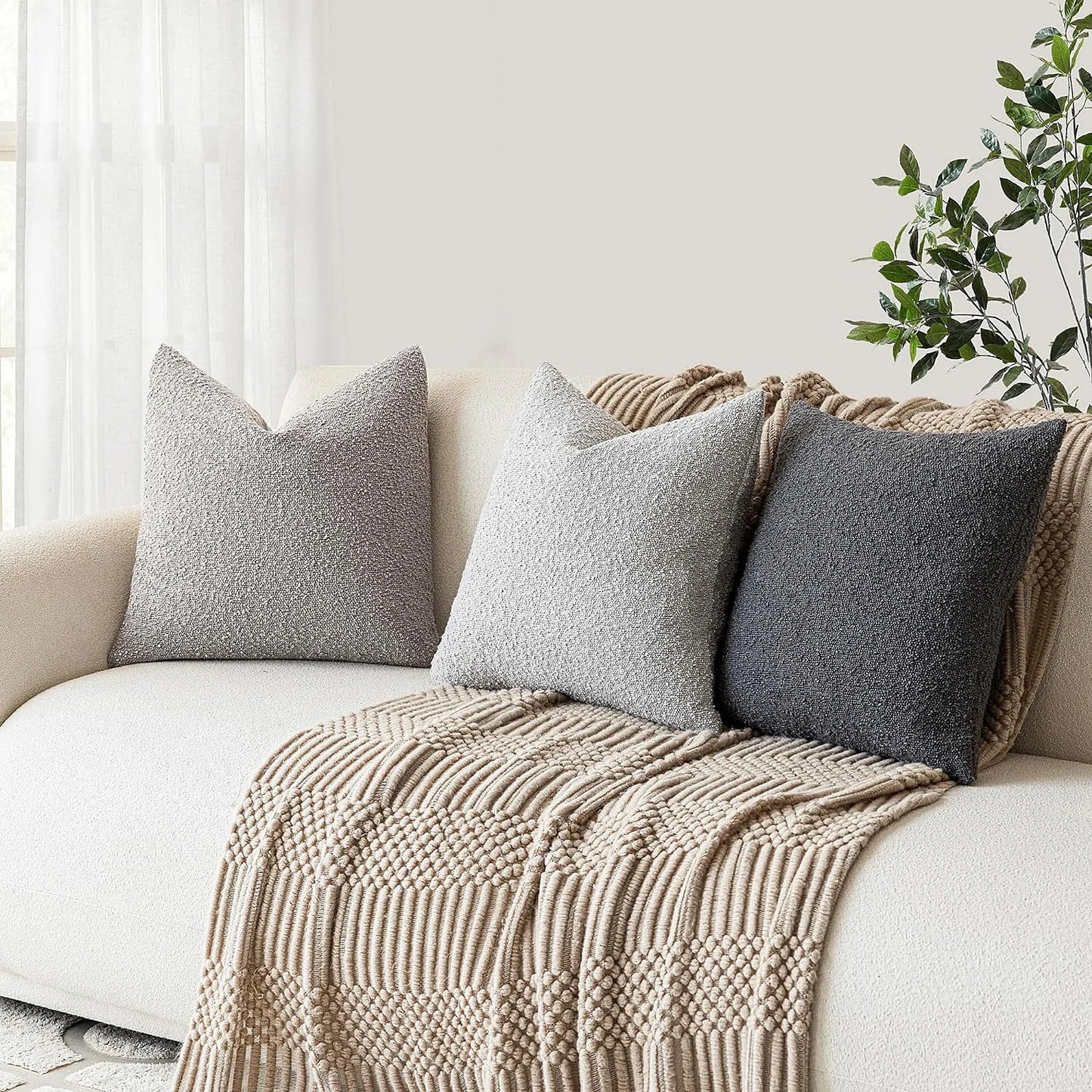 Xoco soft teddy fleece pillow cover highlighting plush texture on sofa