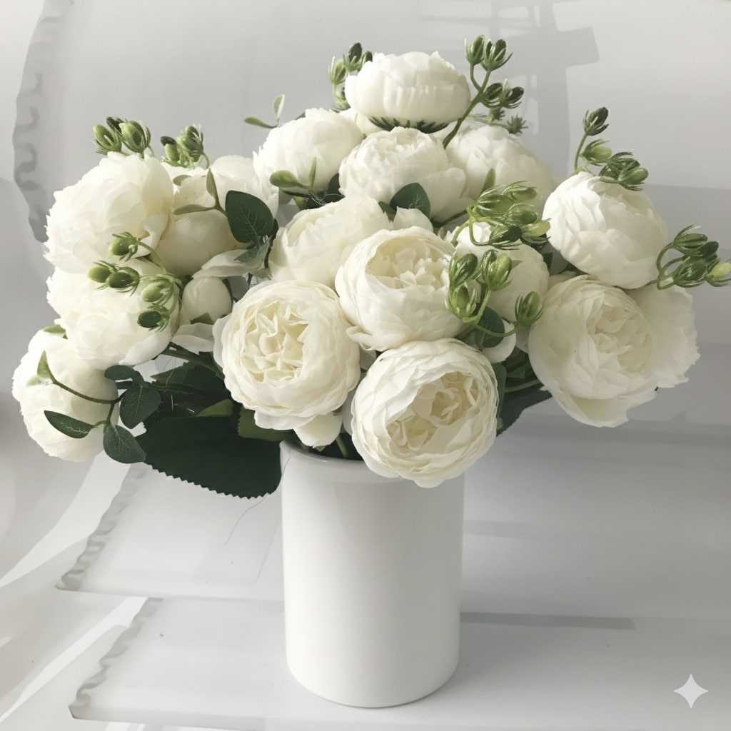 Yuko Silk Peony Bouquet - Premium Artificial Flowers | 30cm Faux Peonies 14:771#1 Artificial Flowers