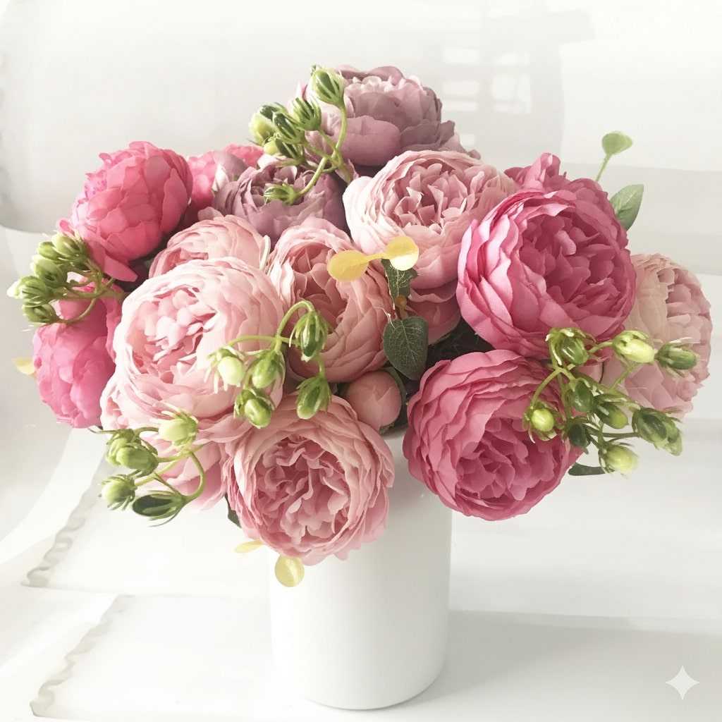 Yuko Silk Peony Bouquet - Premium Artificial Flowers | 30cm Faux Peonies 14:771#1 Artificial Flowers
