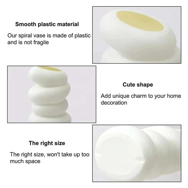 Yulux White Spiral Vase - Nordic Modern Flower Holder for Home Decor 14:29#White 1Pc vase