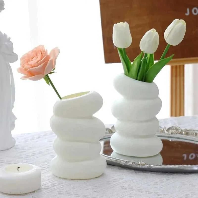 Yulux White Spiral Vase - Nordic Modern Flower Holder for Home Decor 14:29#White 1Pc vase