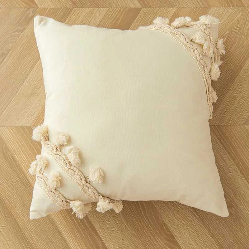 Zahara Moroccan Fringed Cushion Cover - Handmade Cotton Weave with Tassels 14:496#SYMMETRICAL 30X50CM Cushion Covers