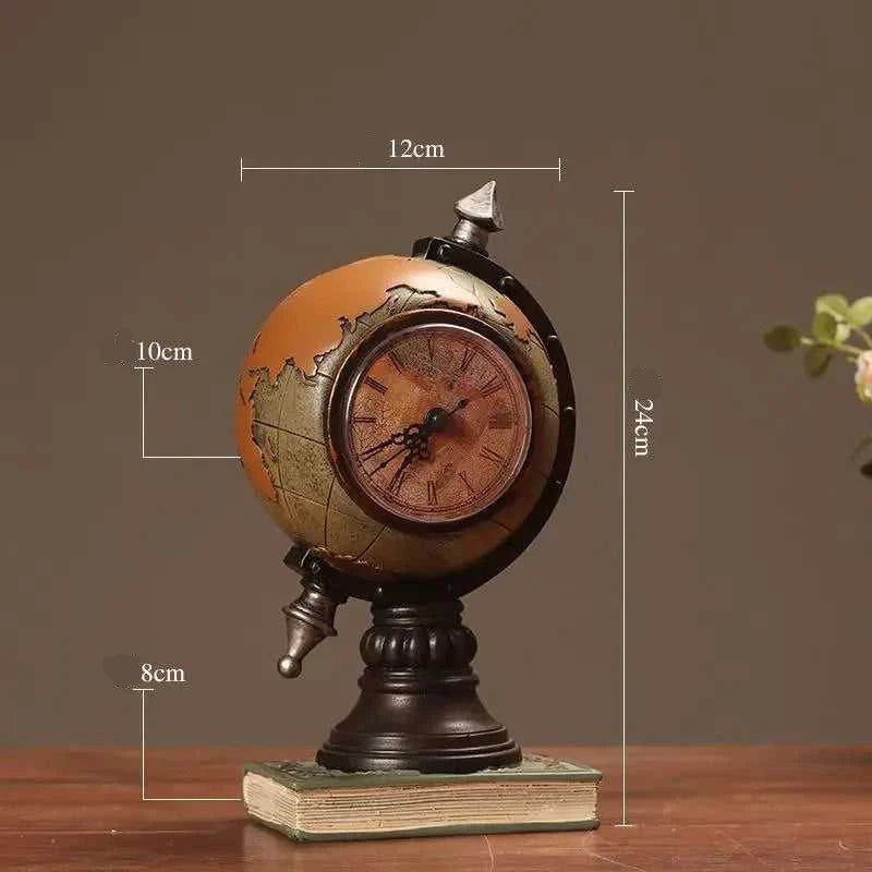 Desktop Ornament Vintage Clock Globe Table Decoration Tabletop Ornament 14:366#Yellow sculptures